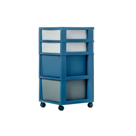Cajonero 4 Niveles Space Azul Blanco tipo Rattán MQ QRubber-3