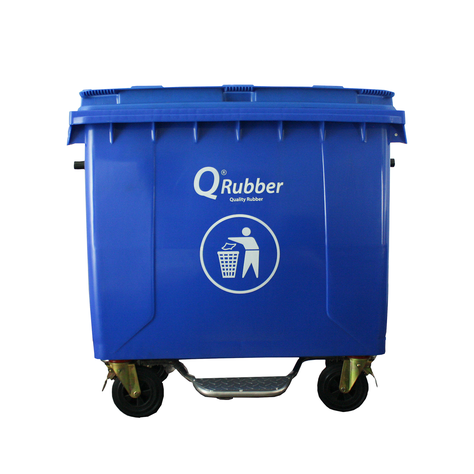 Basurero Contenedor Basura  660 lts azul con pedal QRubber-0