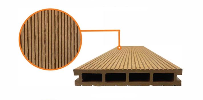 Deck WPC 2,2mts x 14,6cm x 25mm doble estría cedro Qrubber-1