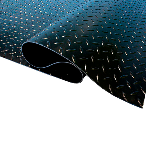 Piso Rollo De Goma Diamantado Negro 3mm X 1.3mt-0