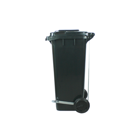Basurero Contenedor Basura 120 lts. gris con pedal QRubber-1