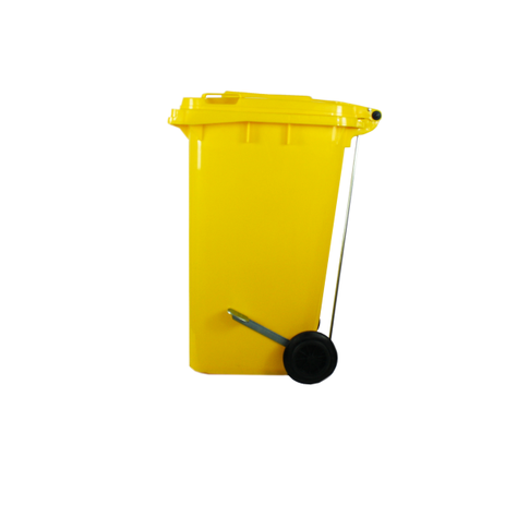 Contenedor de Basura 240 lts amarillo con pedal QRubber-1