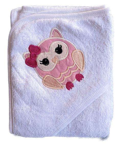 Toalla bebé algodón con Capucha Búho blanca  80x80-0