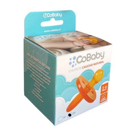 Pack 2 Chupetes Caucho Natural 3 a 6 meses punta redonda CoBaby-0