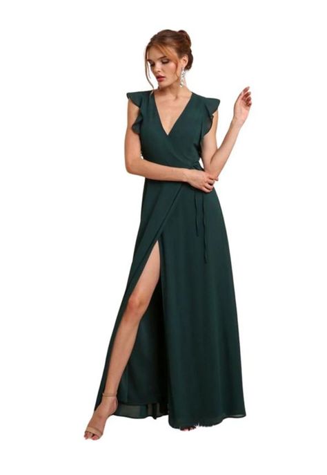 VESTIDO LARGO L19161 VERDE ESMERALDA-0