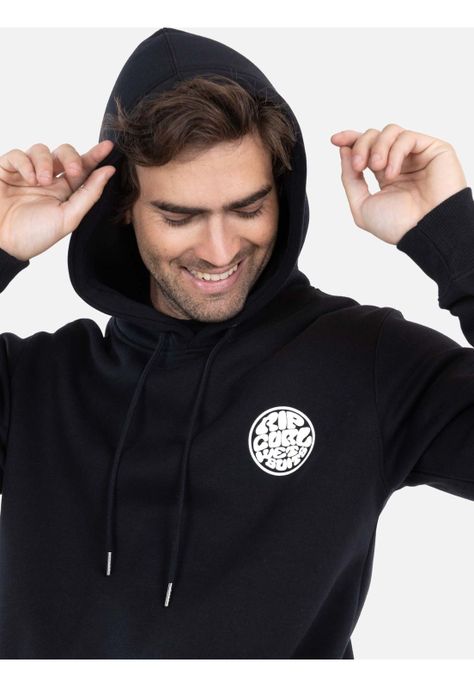 Poleron Canguro Wetsuits Logo Negro Hombre Rip Curl-2