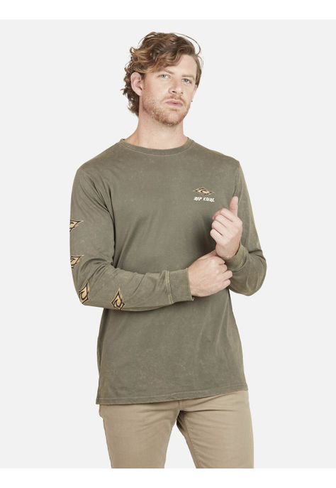 Polera LOGO RIP CURL TS Hombre Verde Militar Rip Curl-0