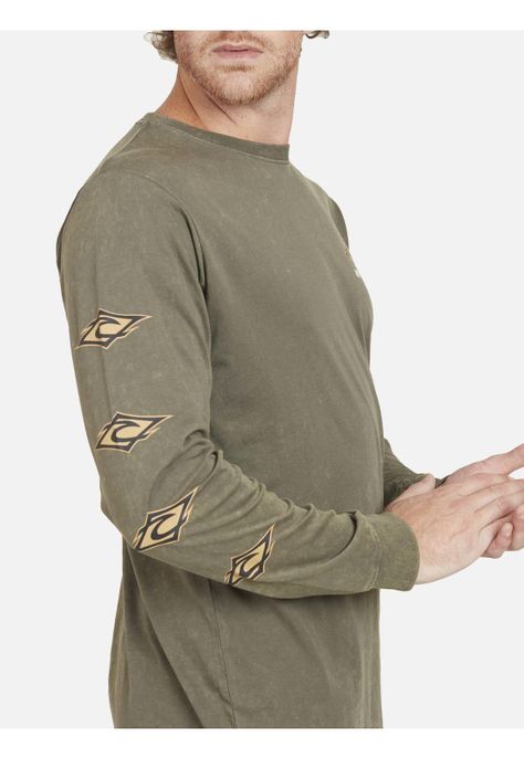 Polera LOGO RIP CURL TS Hombre Verde Militar Rip Curl-3