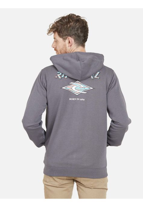 Poleron BORN IN 69 FULL ZIPPER Hombre Gris Oscuro Rip Curl-1