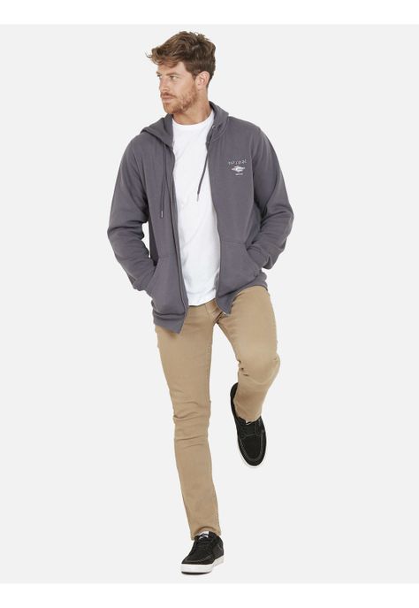 Poleron BORN IN 69 FULL ZIPPER Hombre Gris Oscuro Rip Curl-4