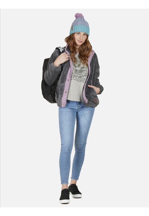 Poleron Smoked Pearl Mujer Gris Oscuro Mezcla Rip Curl-3
