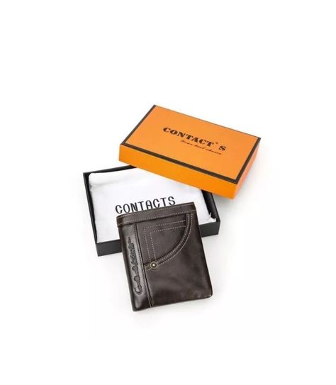 Billetera De Cuero Marca Contacts M1322 Café -1