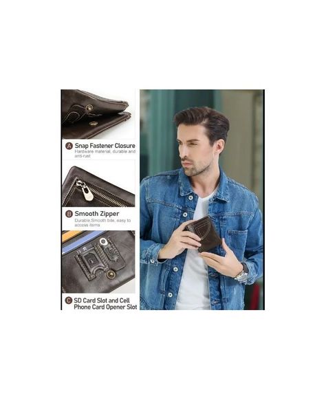 Billetera De Cuero Marca Contacts M1322 Café -7