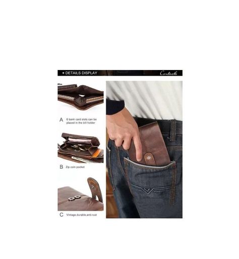 Billetera De Cuero Clásica Marca Contacts Modelo M1314-7