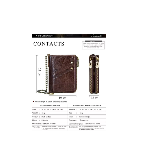 Billetera De Cuero Marca Contact´s Modelo M1265 Café Oscuro-7