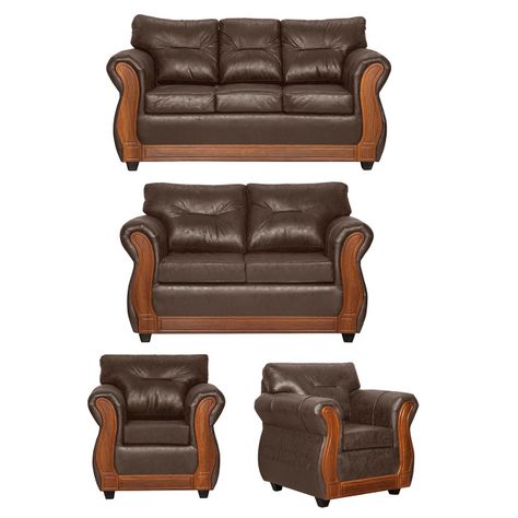 Juego de Living 3 2 1 1 Toronto Chocolate-0