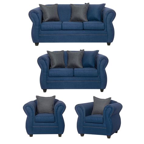 Juego de Living 3 2 1 1 Emili Azul-0
