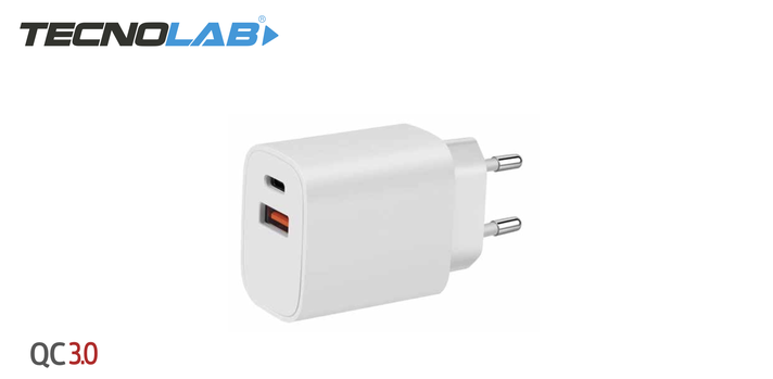 CARGADOR RAPIDO TECNOLAB 20W CERTIFICADO QC 3.0 + PD TL301-0