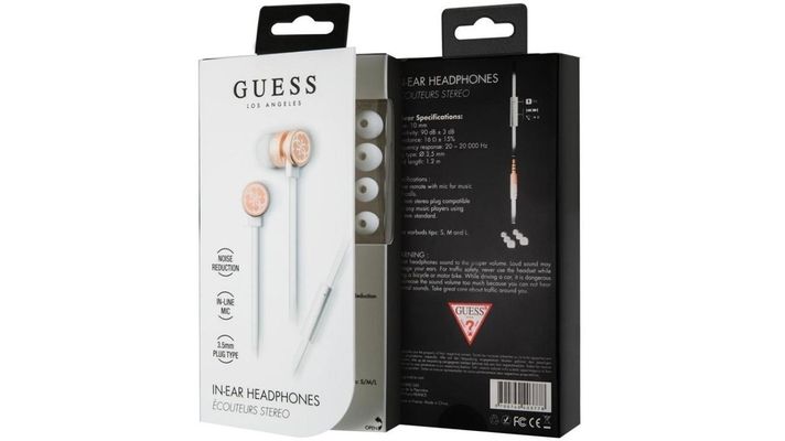 AUDIFONOS GUESS MANOS LIBRES WHITE & GOLD GUEPWIGO-0