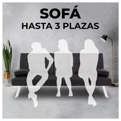 Futon Sofa Cama Navy Negro con Porta vasos y Apoya Brazos-2
