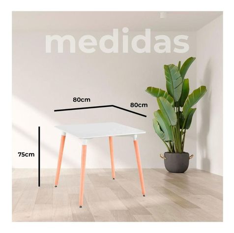 Mesa Comedor Eames Cuadrada Blanca 80x80-5