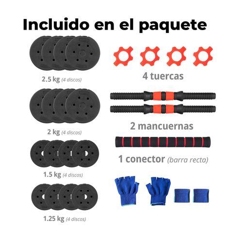 Mancuernas con Peso 30 kg Ajustable y Guantes Incluidos-2