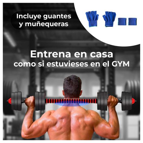 Mancuernas con Peso 30 kg Ajustable y Guantes Incluidos-5