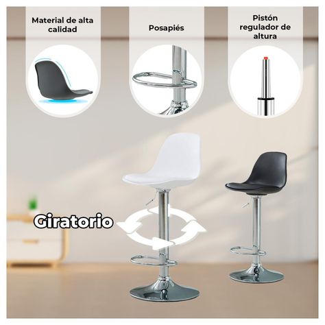 Silla Piso bar Eame de Altura Regulable con Respaldo-1