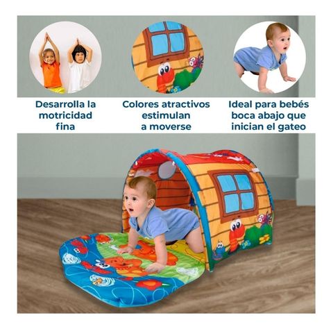 Túnel Bebe Alfombra Para Gateo Y Juegos-1