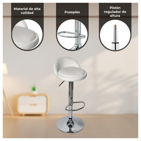 Pack 4 Sillas Piso Bar Taburete blanco-1