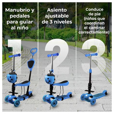 Scooter Monopatín 5 en 1 y ruedas con luces-3