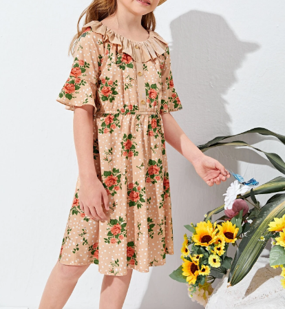 Vestido Bohemio Floral con Volantes para Niñas-2