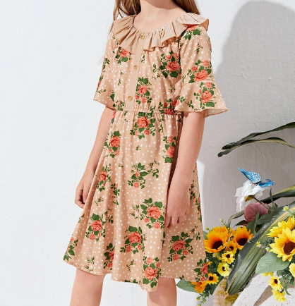 Vestido Bohemio Floral con Volantes para Niñas-4