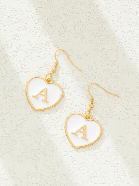 Pendientes de Corazón con Inicial-5