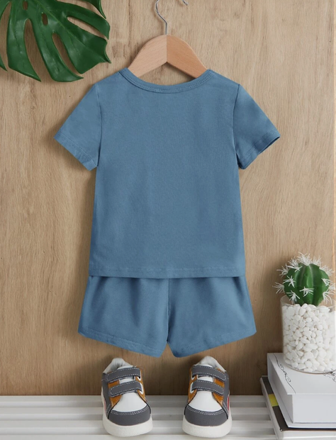 Set de Camiseta y Shorts Deportivos para Chicos - Neblina Azul-2