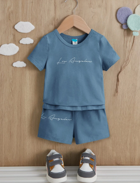 Set de Camiseta y Shorts Deportivos para Chicos - Neblina Azul-3