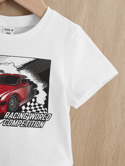 Set de Camiseta y Shorts Deportivos para Chicos - Diseño de Coche Rojo-4