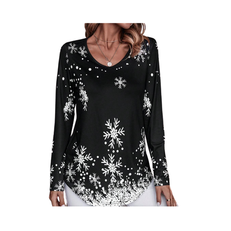 ❄️ Blusa Estampada de Copos de Nieve - Talla XL-0