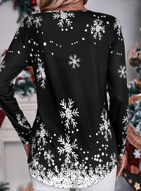 ❄️ Blusa Estampada de Copos de Nieve - Talla XL-3