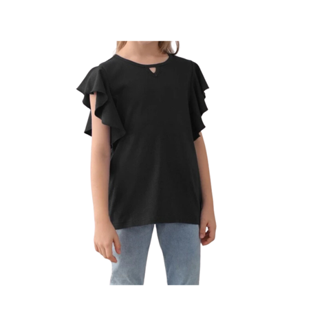 Blusa Infantil con Volantes en Mangas - Color Negro-0