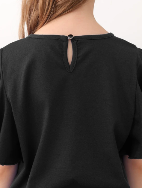 Blusa Infantil con Volantes en Mangas - Color Negro-4
