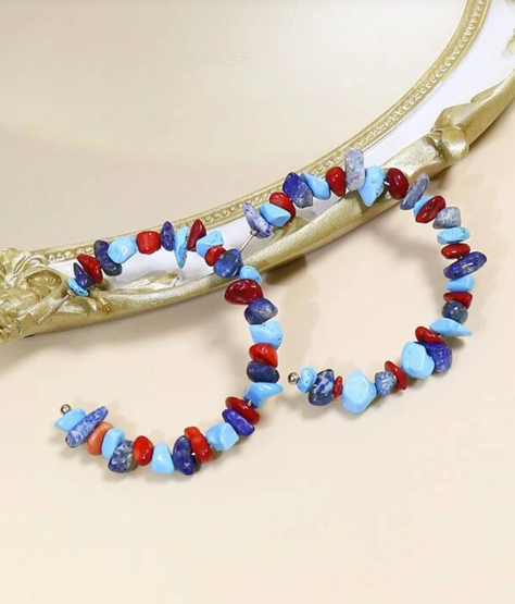 Pendientes Aro Multicolor con Piedras Naturales-1