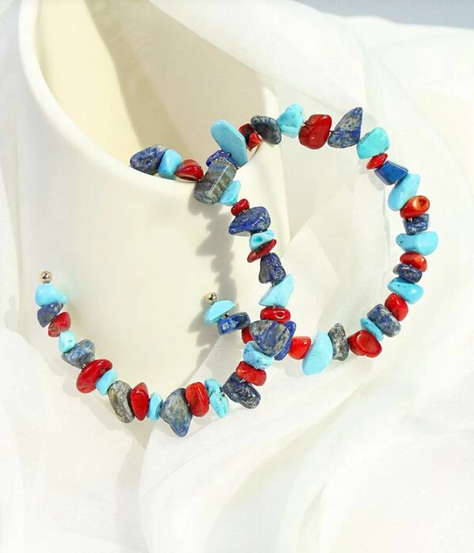 Pendientes Aro Multicolor con Piedras Naturales-2