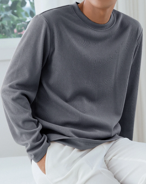 Suéter de Canalé Oversized en Neblina Azul-1