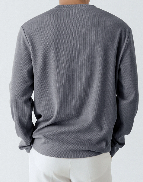Suéter de Canalé Oversized en Neblina Azul-2