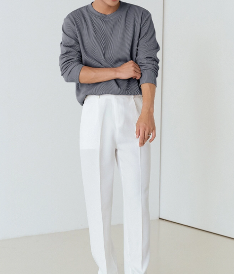 Suéter de Canalé Oversized en Neblina Azul-4