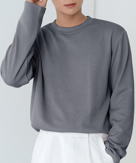 Suéter de Canalé Oversized en Neblina Azul-5