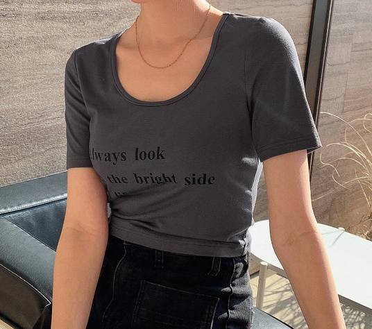 Camiseta Casual con Estampado de Frase-2