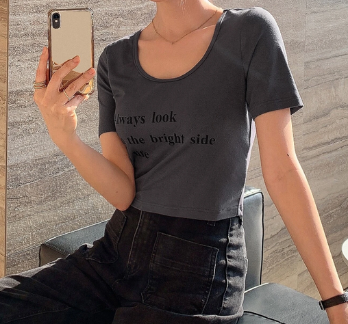 Camiseta Casual con Estampado de Frase-4