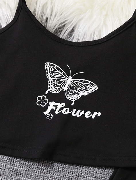 Conjunto Deportivo de 2 Piezas con Estampado de Mariposa-1